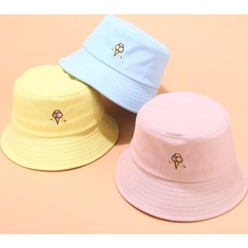 Ice cream printed Bucket Hat Fisherman Hat outdoor travel hat Sun Cap Hats for Children boys and girls 04