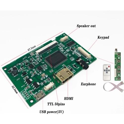Driver Board LCD Screen Controller HDMI For AT080TN52 800(RGB)×600 [SVGA] Micro USB 50Pins