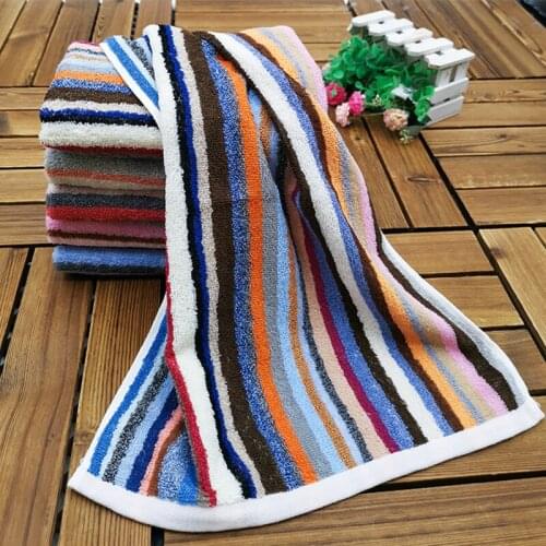 1pc Classic Striped Cotton Towels Double Sides Terry Face Hand Hair Towel Home Hotel Travel General Use 34x72cm 13"x28"