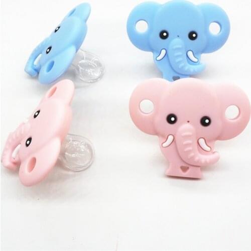 Chenkai 10PCS BPA Free Silicone Elephant Pacifier Dummy Teether DIY Newborn Infant Baby Nursing Jewelry Animal Toy Craft