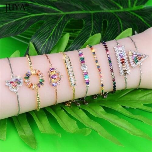 JUYA Mixed Different Styles Rainbow Color Adjustable Chain Charm Bracelet Jewelry For Women 2019 New Pulseras Mujer