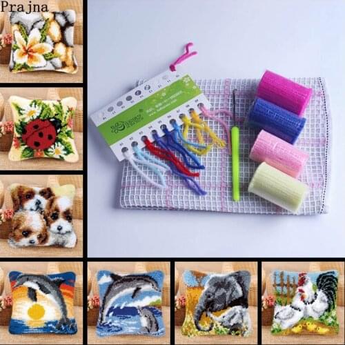 Plant Series Segment Embroidery Pillow Flowers Grass Coarse Wool Cross Stitch 3D Latch Hook Carpet Embroidery DIY Latch Hook Kit