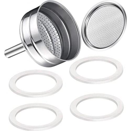 For Moka Coffee Machine Replacement Funnel Kits Compatible with Moka Express,1 Stainless Steel Replacement Funnel(9-Cup)