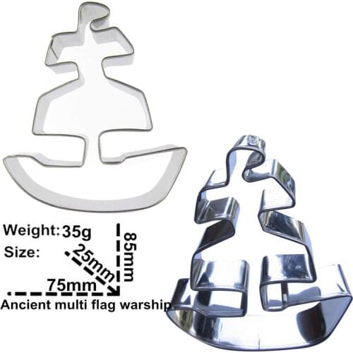 Ancient multiflag warship shape biscuit cutting molds, baking tools, cake decorating soft candy tools