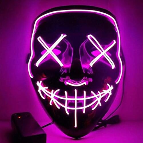 Led Mask Halloween Party Masque Masquerade Masks Neon Maske Glow Light In The Dark Mascara Horror Maska Glowing Masker Purge