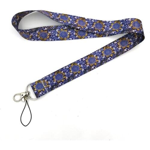 Watercolor Flower Neck Strap Keychain Lanyard For Keys ID Card USB Badge Holder Keyring DIY Hang Rope Mobile Phone Accessories