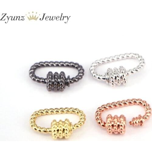 5PCS, Screw Clasps Accessories Cz Oval Fastener Spiral Clasps For DIY Punk Jewellery Making Supplier