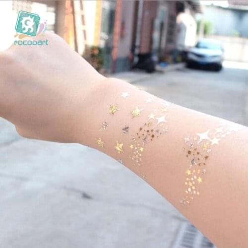 Waterproof temporary tattoos fake glitter tattoo sleeves body art traumatic arm face jewels cool gold transfer sex sticker T1845