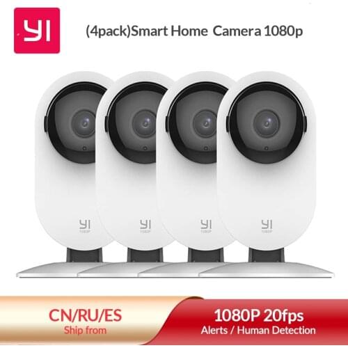 YI 4pc Home Camera, 1080p Wi-Fi IP Security Surveillance Smart System with Night Vision, Baby Monitor on iOS, Android App