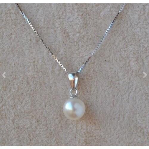Favorite Pearl Jewelry 45cm 6-7mm White Round Natural Freshwater Pearl Silver Necklace Wedding Birthday Fine Women Gift