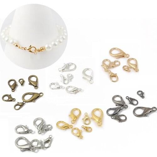 10Pcs 10/12/14/16/18/21mm 5 Color Alloy Lobster Clasp Hooks Fashion Jewelry Findings Connector for Necklace Bracelet Chain DIY