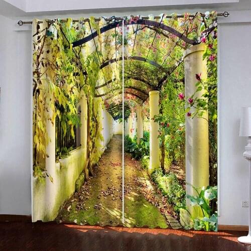 Curtain Blackout 3d Printing Corridor flowers Window Fabric Living Room Bedroom Window blinds decor curtain custom size