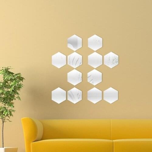 Mirror Wall Sticker Removable DIY 3D Mirrors Wall Vinyl Decal Acrylic for Living Room Kids Bedroom Decorative Gift, 12 pcs/1 set