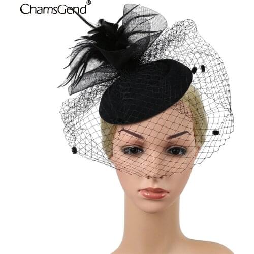 Women Veil Headwear Feather Top Hat Fashion Hair Clip Accessories Wedding Cocktail Party Wedding Hair Accessories Dropshipping