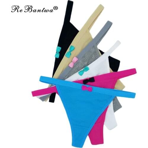 Rebantwa 10pcs Female g strings Cotton Thongs Ladies G-strings Women Bikini T-back Panties Lingerie for Femme Underwear 2019