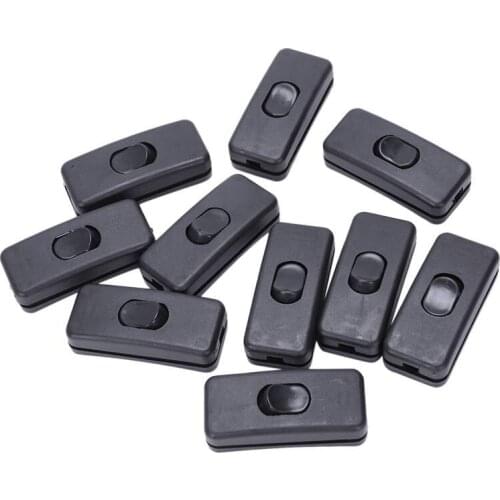 10Pcs AC125V 3A 250V 6A Black ON/OFF In Line Cord Switches for Bedroom