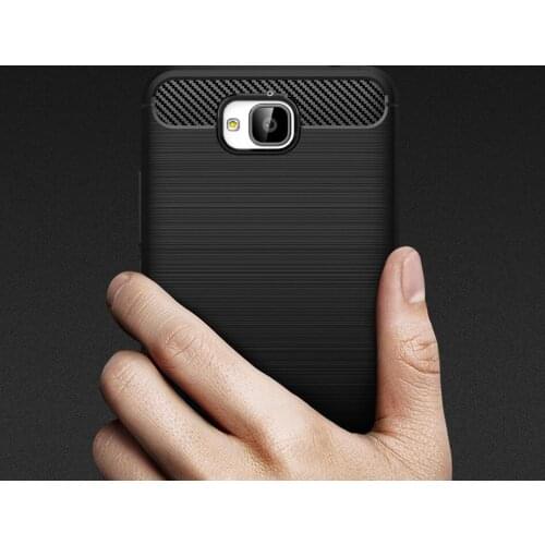 100pcs/lot Free shipping Carbon Fiber Silicone Back Cover Case For Huawei Y6 Pro Enjoy 5