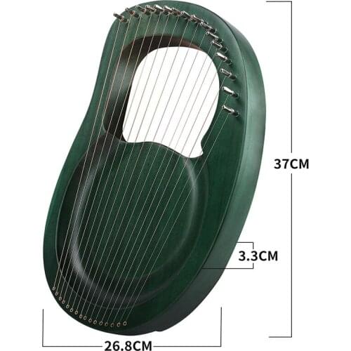 16 Strings Solid Wood Mahogany Lyre Harp Chinese Harp Heptachord Wooden with Tuning Wrench and Spare Strings for Children Adult