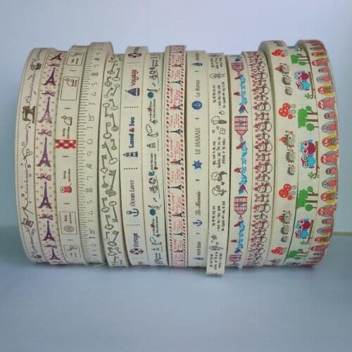 5Yards/lot 15designs In stock 15mm 100% Cotton Printed Ribbon Sale hair accessories diy handmade garment accessoires