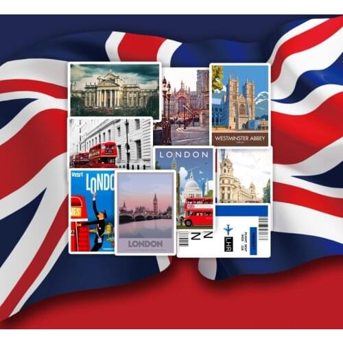 50pcs British National Tourism Culture For Snowboard Laptop Luggage Car Fridge Car- Styling Vinyl Decal Home Decor Stickers