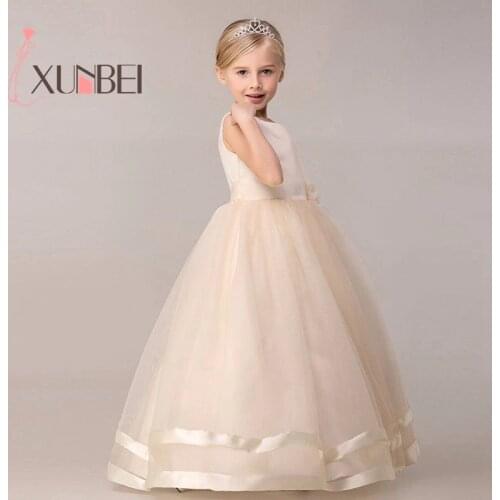 8 Colors Princess Kids Communion Dresses Big Bow Flower Girl Dresses For Weddings Organza Peagant Wedding Party Dress