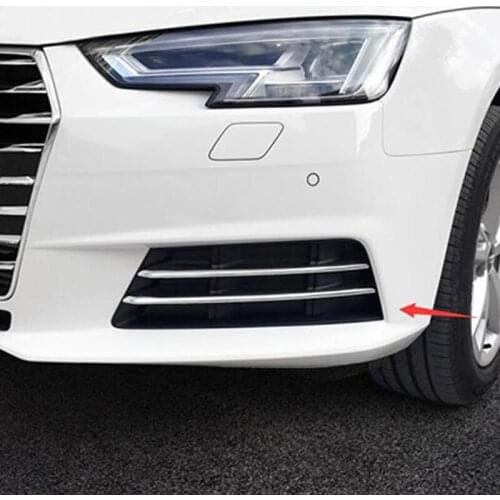 ABS Chrome For Audi A4 b9 2016 2017 Car Accessories Front Fog Lamp Light Strip Frame Cover Trim Panel Sticker Sequins 4pcs