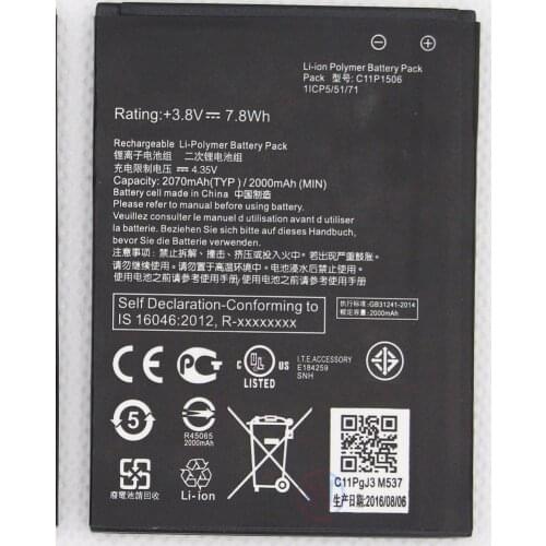 ISUNOO 3.8V 2070mAh Mobile Phone C11P1506 Battery For Asus Live G500TG ZC500TG Z00VD for ZenFone Go phone Battery