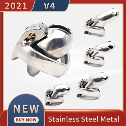 CHASTE BIRD 2021 New Metal HT-V4 Male Chastity Device Stainless Steel Cock Cage Penis Ring Bondage Belt Fetish Adult Sex Toys