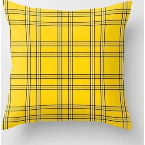 Cheap Pillow Cover Velvet Cushion Cover For Living Room Sofa 45*45 pillow case yellow plaid Home Decorative Housse De Coussin
