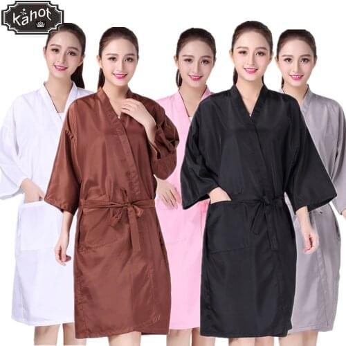 Salon Client Gown Robe Smock Kimono Hairdressing Cape Dress Beauty SPA Hotel Barber Guest Clothes Nignt-Gown Wrap