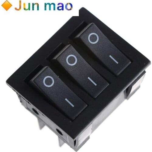 KCD3 34*40 Big Rocker Switches Black Three-Way Switch 9 Pin 2 Position multi-knife single-throw 15A 250V 20A 125VAC AC ON-OFF