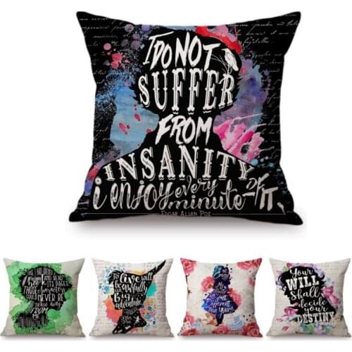 Bookish Classic Materpieces Quotes Peter Pan Alice Wonderland Oscar Wilde Jane Austen Home Decor Throw Pillow Case Cushion Cover