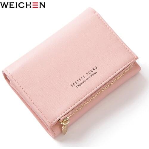 WEICHEN New Trifold Ladies Wallet With Zipper Coin Bag Card Holder Brand Designer Green Women Wallets Fashion Female Short Purse