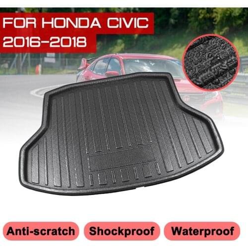 Car Rear Trunk Boot Mat For Honda Civic 2016 2017 2018 Waterproof Floor Mats Carpet Anti Mud Tray Cargo Liner