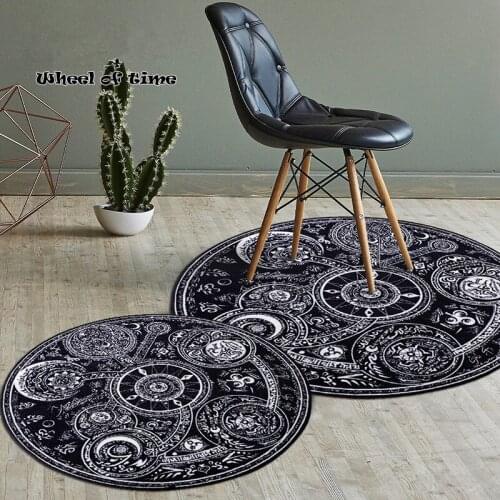 Creative black white Space-time Wheel Round Carpet Child Room Computer chair Mat Kids Play Crawling carpets Hallway Area Rugs