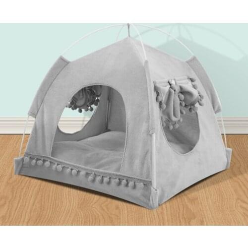 Dog Bed Tent Kennel Plush Soft Pet Bed Cat Princess House Removable Washable Winter Summer Mat Pet Supplies