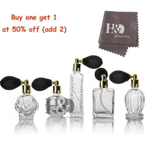 Buy one get 1 at 50% off (add 2) H&D 5pcs Vintage Empty Refillable Perfume Bottles Glass Spray Bottle Air Freshener Atomizer Set