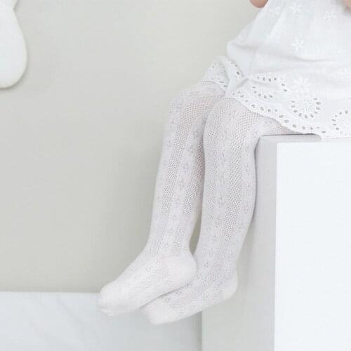 Summer children kids baby girl pantyhose soft cotton mesh bow toddler baby tights casual cute solid color hollow girls tights