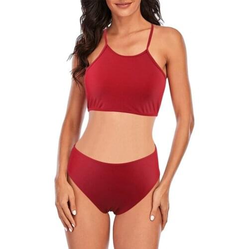 Summer Women Vintage Swimsuit Two Pieces Retro Halter Sexy High Waist Push Up Bikini Beach Bathing Suit Swim Wear