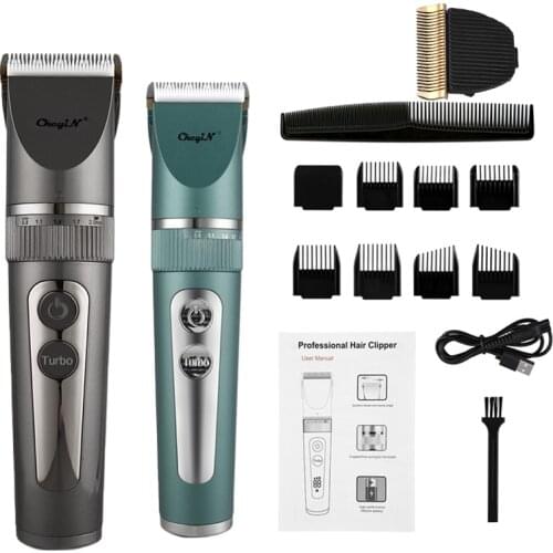 Washable Electric Hair Cutter Ceramic Adjustable Blade Hair Cutting Machine Beard Trimmer Usb Rechargeable Barber Clipper Led