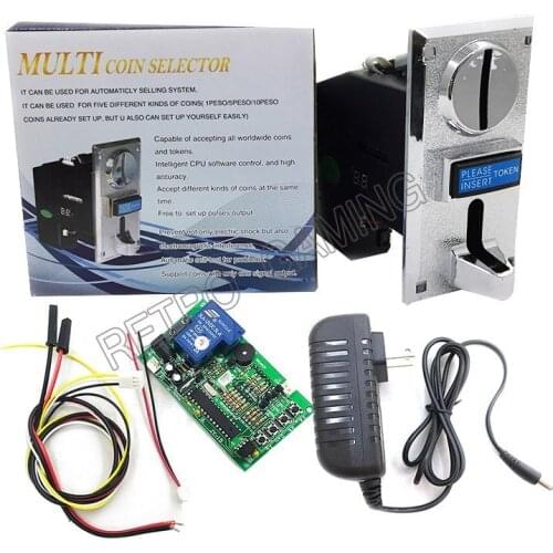 Cpu multi coin acceptor with timer control board power kits support different 1-6 tokens operated machine selector