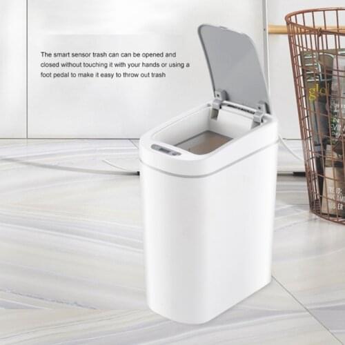 7L Home Intelligent Trash Can Automatic Induction Electric Waste Bins Kick Barrel Battery Version Trash Can for Kitchen Bathroom
