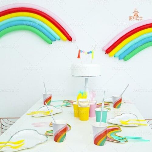 Srainbow clouds Colorful paper plate Disposable tableware set Baby shower rainbow party supplies birthday party decorations
