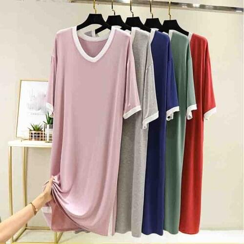 Modal nightdress 2021 new summer short-sleeved dress loose fit dress can be worn outside