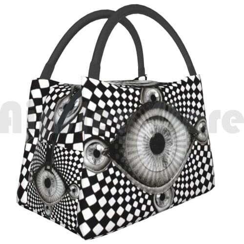 Cooler Lunch Bag Picnic Bag Moiré Eyes Psychedelic Visionary Spiritual Mandala Gwyllm Gwyllm Llwydd