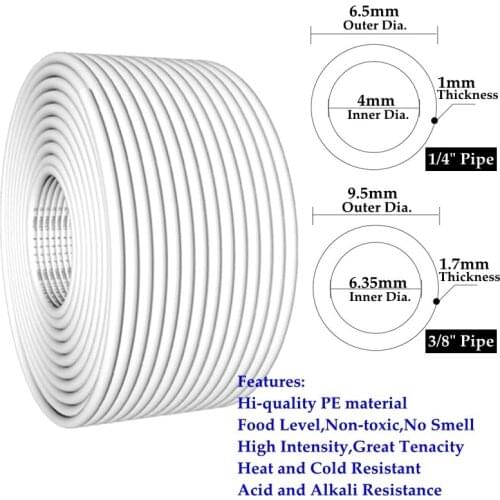 Wholesale 100m/Roll 1/4" 3/8" PE Pipe Food Grade Water Purifier Pipe Hi-quality Soft Tube Aquarium Flexible Hose RO Water Pipe