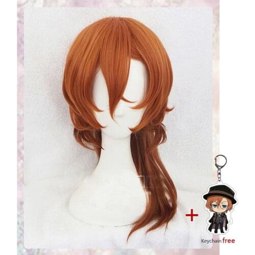 Anime Bungo Stray Dogs Chuya Nakahara Chuuya wig Cosplay Costume Men & Women Hair Halloween Party wigs+Hairnet