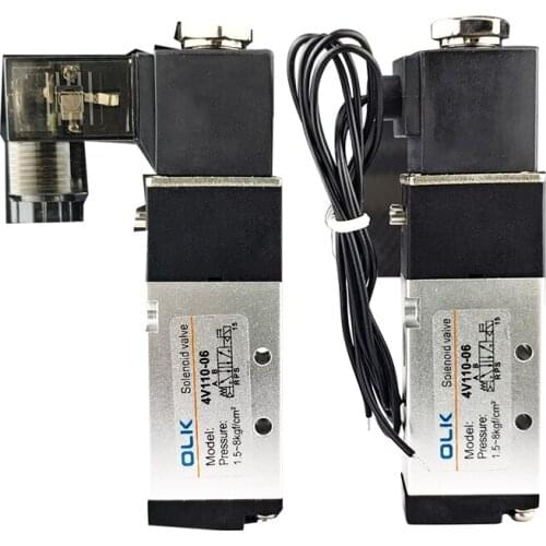 4V110-06 Pneumatic Control Solenoid Valve AC220V DC24V DC12V AC110V AC24V 5 Way 2 Position 1/8" Electric Magnetic Valves