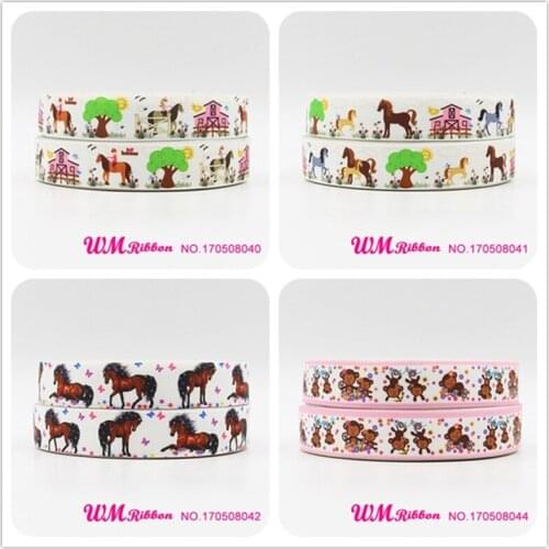 Q&N ribbon 7/8inch 22mm animals printed grosgrain ribbon webbing 50yards/roll for hair tie headband free shipping