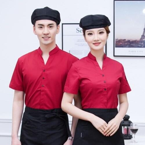 Hotel Shirt Work Clothes Summer Womens Restaurant Overalls Coffee Shop Hot Pot Shops Waiter Short Sleeve Single Jacket H2284